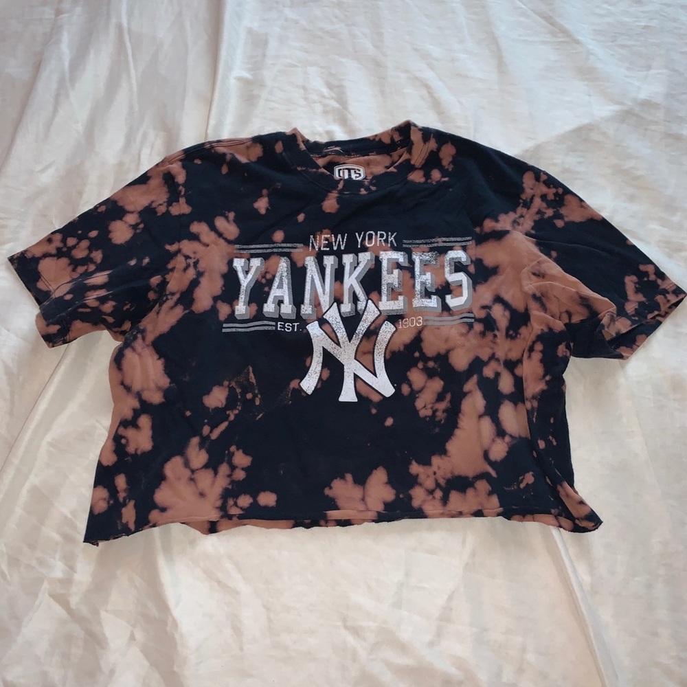 Yankees Custom Tie Dye Cropped Tee